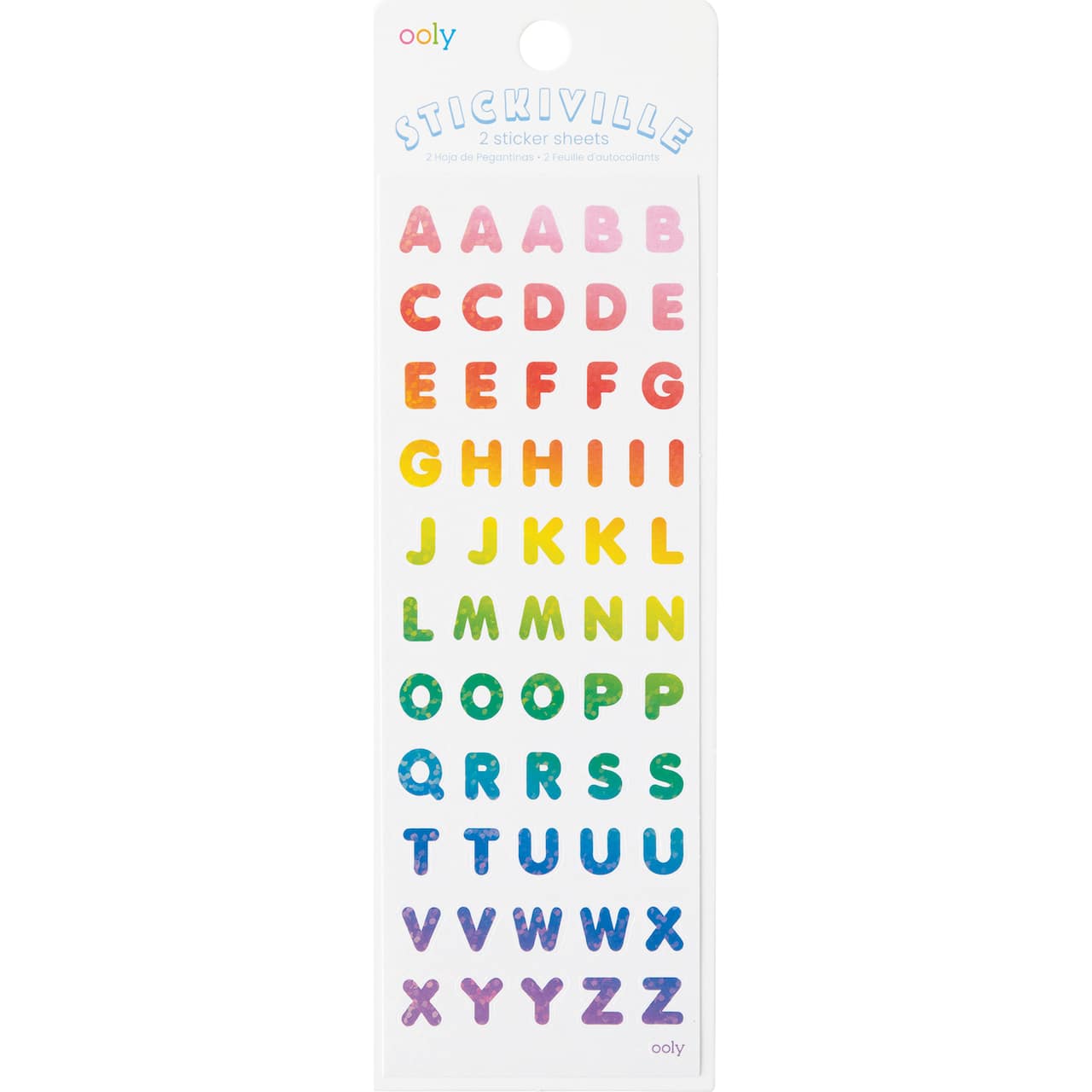 Ooly Stickiville Holographic Glitter Rainbow Letters Skinny Sticker Sheet, 2ct.